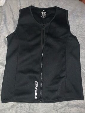 HEAD Black Front-Zip fitness Performance Vest with White Logo Mens medium
